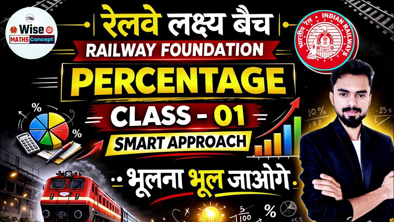 PERCENTAGE (प्रतिशत) -01 | रेलवे लक्ष्य बैच | Best SMART APPROACH 100% Success | By Ashok Sir 