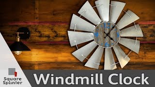 Epoxy And Barnwood Wall Clock Antique Windmill Art