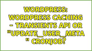 Wordpress: WordPress Caching - Transients API or "update_user_meta " Cronjob? (2 Solutions!!)