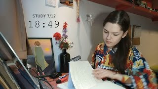 Study with me | 12 hours: PART2 | 50/10 pomodoros | Rain sounds