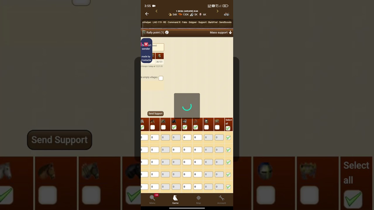Tribal wars How to mass support on mobile