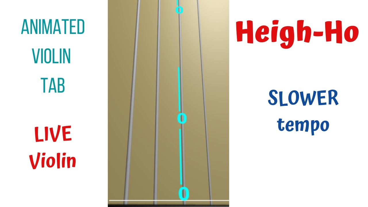 HEIGH-HO ⛏️ from Snow White | SLOWER TEMPO | Animated Violin TAB | LIVE Violin Play-Along Tutorial