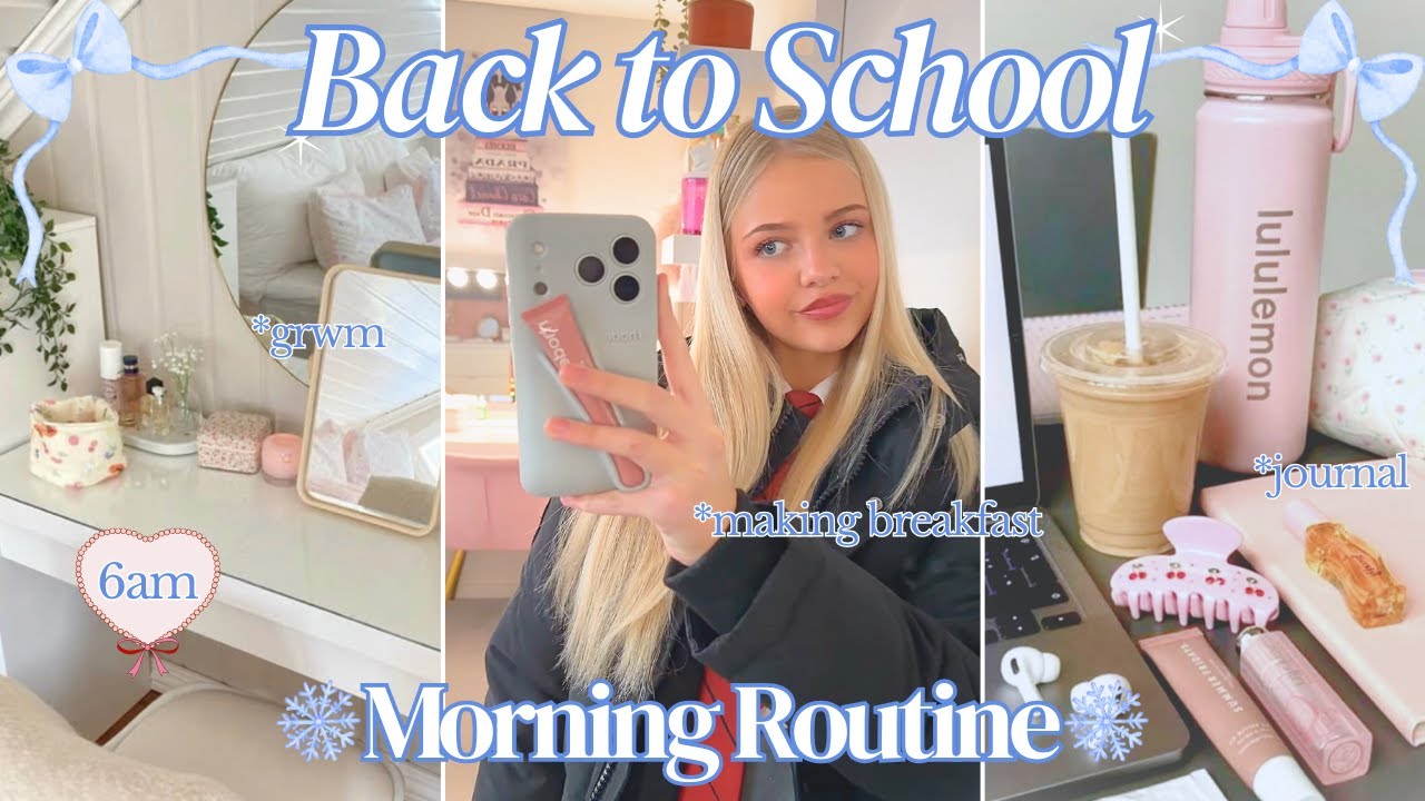 6AM BACK TO SCHOOL MORNING ROUTINE 🎀❄️ *chatty grwm | make breakfast