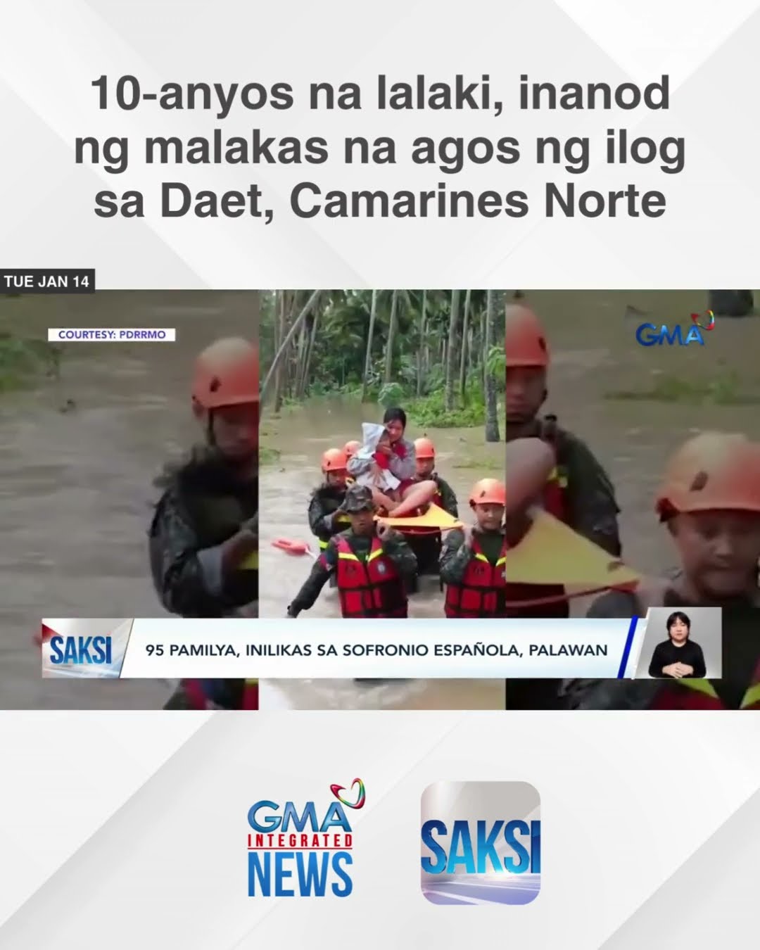 10-anyos na lalaki, inanod ng malakas na agos ng ilog sa Daet, Camarines Norte | Saksi