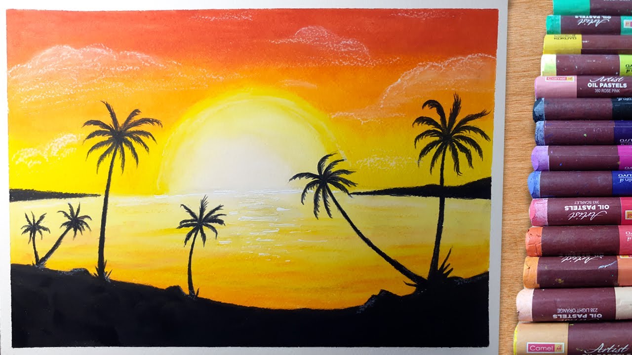Beautiful sunset scenery drawing with oil pastel - easy oil pastel drawing  for beginners | Beautiful sunset scenery drawing with oil pastel - easy oil  pastel drawing for beginners | By Paintings by DusanFacebook