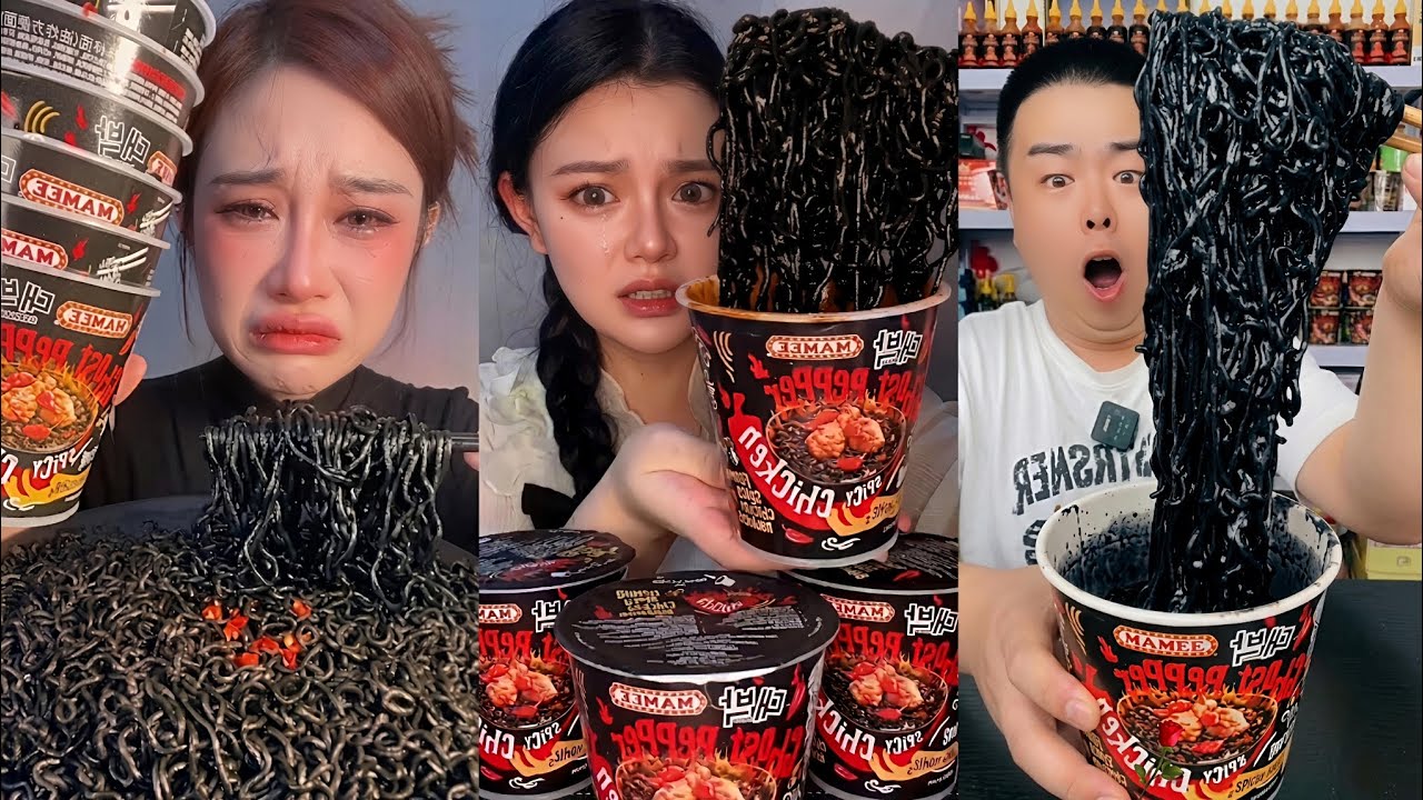 ASMR MUKBANG 🍜 Super Saucy Black Bean Noodles Mukbang 🔥 Eating Sounds (No Talking)