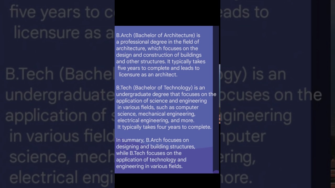 Difference between B arch and B.tech 