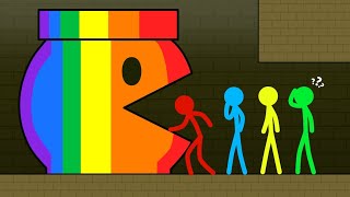 Red and Blue , Stickman Animation - (Escape Part 88) PACMAN