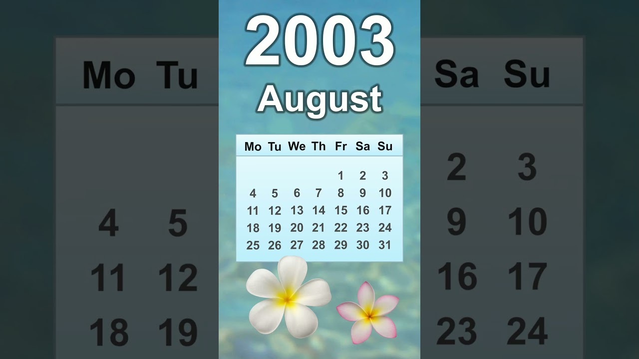 August 2003 Calendar