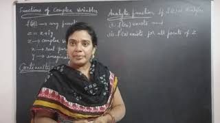 Function of Complex Variable: Definition of Continuous,  Analytic Functions and Cauchy's Riemann Equ