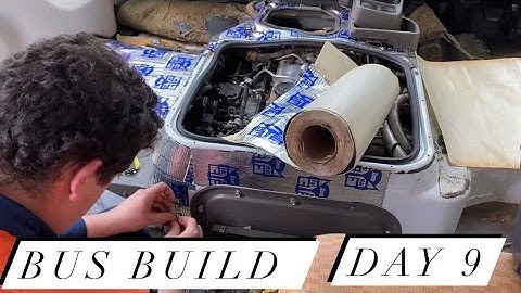 Converting our Mitsubishi Rosa bus into a home Day 9! Adding sound deadener