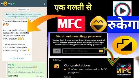 onboarding process complete on WhatsApp for MFC on moj app