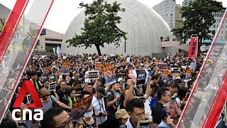 Hong kong protesters march from tsim sha tsui to west kowloon train
station, the first large-scale demonstration since monday's storming
of legislative c...