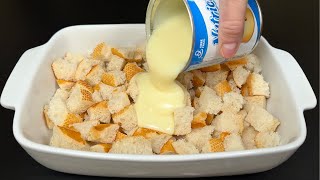 Beat condensed milk with bread! I make this dessert on Christmas! Dessert in 5 minutes