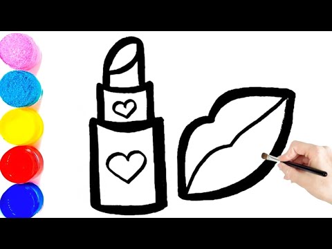 let's draw a lips and lipstick step by step || lips and lipstick drawing for kids || lips drawing
