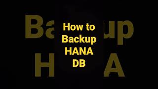 How To Backup Sap Hana Database backup hanabackup sapbackup