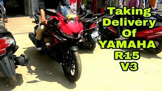 My Friend Taking Delivery Of Yamaha R15 V3.0