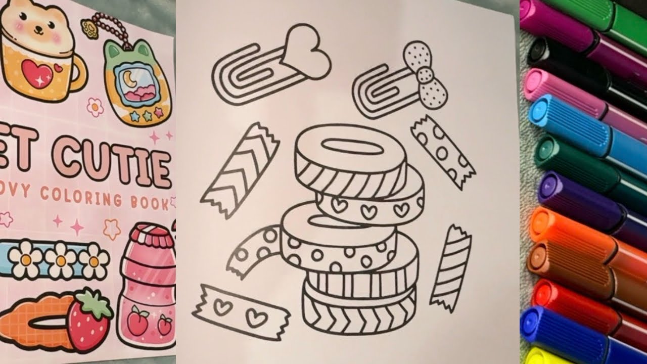 Colour With Me 🧷💕ASMR | 'sweet cute ' Colouring 🎀📼| Whispered • acrylic Marker Sounds