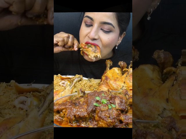 ASMR: Eating chicken,mutton biriyani eating challenge😋😍egg biryani,prawn biryani,whole chicken curry