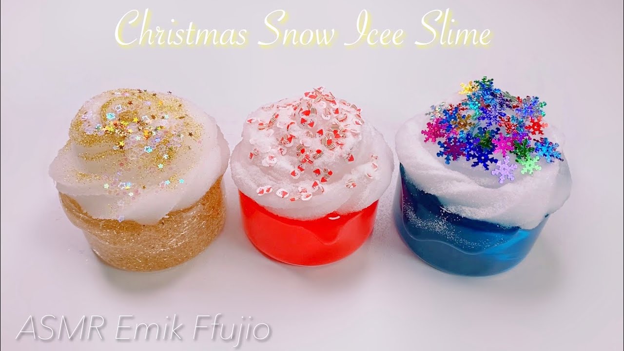 ASMR】❄️クリスマススノーアイシースライム🎁【音フェチ】Christmas