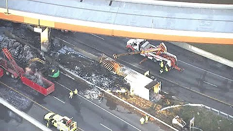 Lanes back open after truck bursts into flames under bridge at I-75 ramp to I-285 | 11Alive News