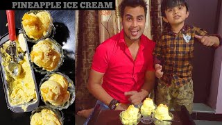 बिना गैस जलाए बनाइए पाइनएप्पल आइसक्रीम रेसिपी-How To Make Pineapple Ice Cream-Pineapple Ice Cream