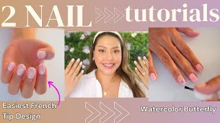 2 Easy Nail Polish Designs: Creative French Tip + Butterflies @WhatWouldLizzyDo