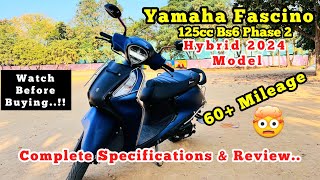 🔥Yamaha Fascino 125cc BS6 Phase 2 Hybrid 2024 Model | Full Specifications & Review| PrabaSpec |Tamil