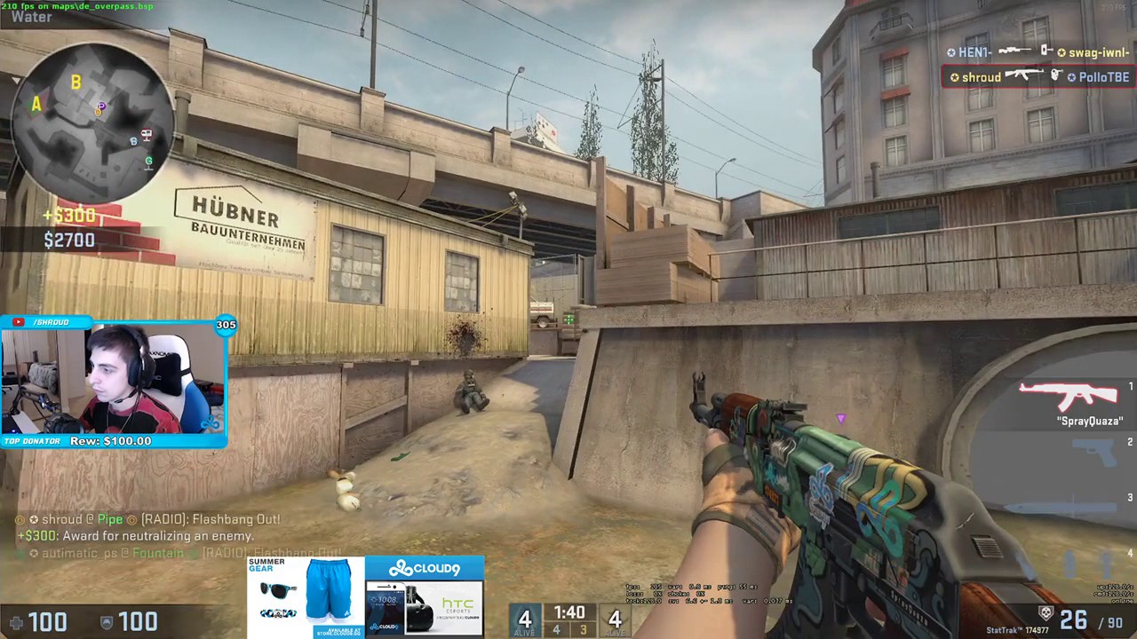 Shroud Plays Esea Overpass Youtube
