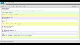 Blue Java : wap to check element present in the array or not using linear search techniques