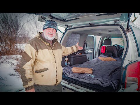 🔥 Ночёвка в автомобиле зимой. Минимальный набор.