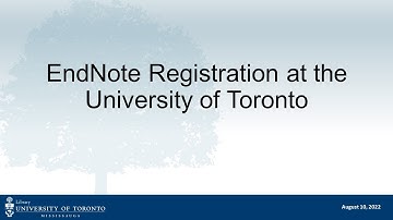 How to Create an EndNote Account at the University of Toronto (Web based Version)