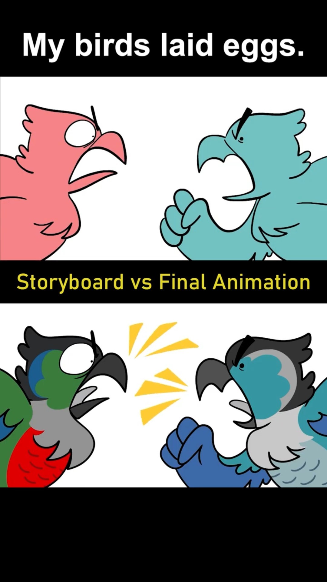 Storyboard vs Animation: My Birds Laid Eggs (shot 2)