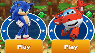 Sonic Dash vs Super Wings Jett Run - All Characters All Bosses Defeated Unlocked Android Gameplay