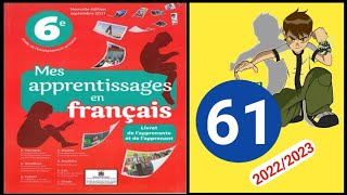 mes apprentissages en français 6 p 61