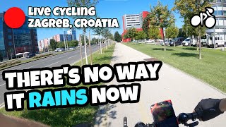 Live Stream Cycling in Zagreb - Getting Caught by SURPRISE STORM!