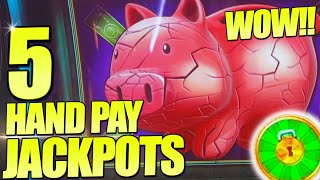 Fantastic! 5 Hand Pay Jackpots On Superlock Piggy Bankin Slot Machine!