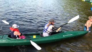 2013 Camp No Limits, Maine, USA - Charlotte & Cameron end the kayak leg of the triathlon