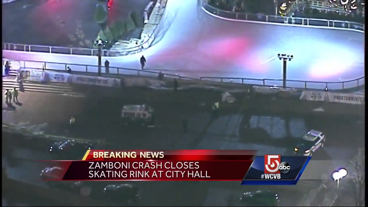 Zamboni Crashes At Boston Winter Marketplace Youtube