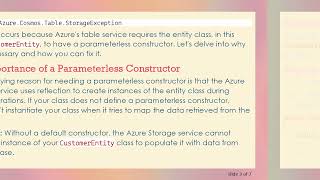How to Fix TableQuery Errors in Azure Storage with a Parameterless Constructor