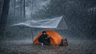 STUCK in a STORM ⛈️EXTREME RAINY WEATHER AND BRUTAL THUNDER I EVER MET-Camping in Torrential