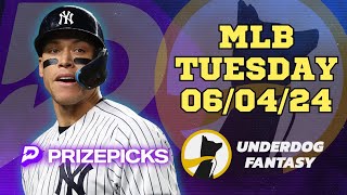 ⚾️✅ #PRIZEPICKS | #UNDERDOGFANTASY BEST PICKS FOR #MLB TUESDAY | 06/04/24 | #BASEBALL | TODAY