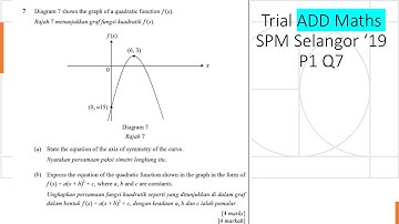 Trial Add Maths SPM Selangor 2019 Paper 1 Q7 quadratic functions Matematik Tambahan SPM