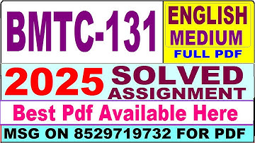 BMTC 131 solved assignment 2025 || bmtc 131 solved assignment 2024-25 in English || ignou bmtc131