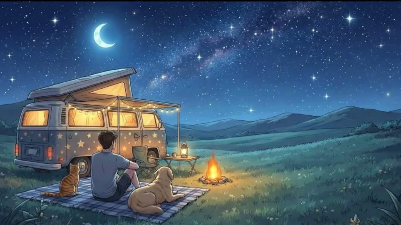 Sleep Under the Stars 🌌 Peaceful Night Ambient to Relax & Unwind #cozy #lofi #sleepmusic #lofimu