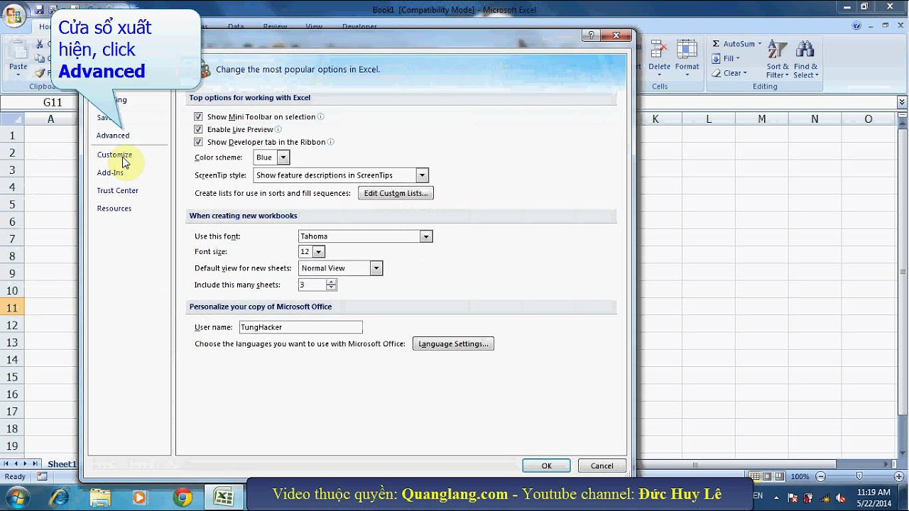 Đổi dấu chấm sang dấu phẩy trong Excel 2007 - youtube