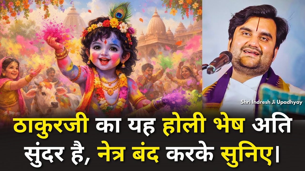 ठाकुर जी का यह होली भेष अति सुंदर है, नेत्र बंद करके सुनिए।