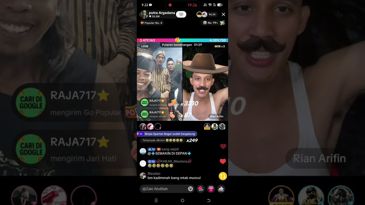 Live tiktok Putra Argadana vs Rian Arifin Full | Challenge Botak Full