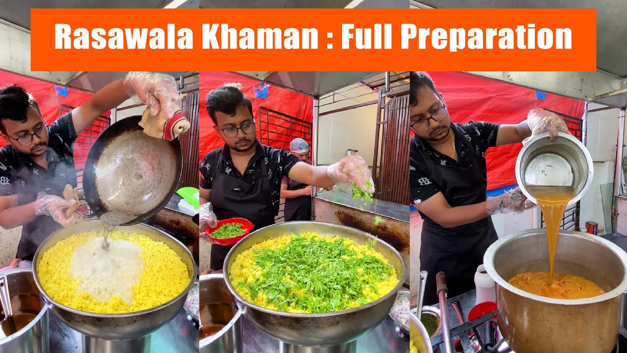 Full Preparation of Rasawala Khaman | कैसे सुरती रसवाला खमण बनाते है ? | Surat City Food Vlog | Tasty Street Food