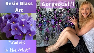 Resin glass art: imagine violets in the mist on an organic soft background.  Gorgeous!!! screenshot 4